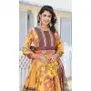 Yellow Dola Silk Digital Printed Designer Readymade Gown - 10213192835