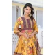 Yellow Dola Silk Digital Printed Designer Readymade Gown - 10213192835