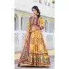 Yellow Dola Silk Digital Printed Designer Readymade Gown - 10213192835