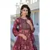 Maroon Dola Silk Digital Printed Designer Readymade Gown - 10213192836