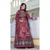 Maroon Dola Silk Digital Printed Designer Readymade Gown - 10213192836
