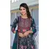 Sea Green Dola Silk Digital Printed Designer Readymade Gown - 10213192838