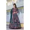 Sea Green Dola Silk Digital Printed Designer Readymade Gown - 10213192838