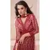 Georgette Embroidered Party Wear Readymade Gown In Maroon - 10217192850