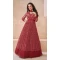 Georgette Embroidered Party Wear Readymade Gown In Maroon - 10217192850