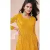 Georgette Embroidered Party Wear Readymade Gown In Yellow - 10217192852