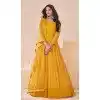 Georgette Embroidered Party Wear Readymade Gown In Yellow - 10217192852