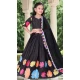 Chanderi Printed Work Readymade Kid's Wear Lehenga Choli In Black - 10223192872