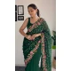 Dark Green Georgette Sequins Work Party Wear Saree - 10254193007