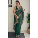 Dark Green Georgette Sequins Work Party Wear Saree - 10254193007