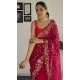 Red Georgette Sequins Work Party Wear Saree - 10254193009