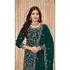 Plus Size Faux Georgette Resham Work Pakistani Salwar Kameez In Teal Blue - 10264193061