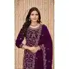 Plus Size Faux Georgette Resham Work Pakistani Salwar Kameez In Wine - 10264193062