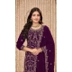 Faux Georgette Resham Work Pakistani Salwar Kameez In Wine - 10264193062