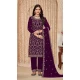 Faux Georgette Resham Work Pakistani Salwar Kameez In Wine - 10264193062