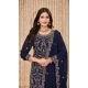 Faux Georgette Resham Work Pakistani Salwar Kameez In Navy Blue - 10264193063