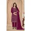 Plus Size Faux Georgette Resham Work Pakistani Salwar Kameez In Rani Pink - 10264193064