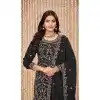 Plus Size Faux Georgette Resham Work Pakistani Salwar Kameez In Black - 10264193065