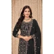 Faux Georgette Resham Work Pakistani Salwar Kameez In Black - 10264193065