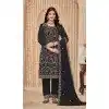 Plus Size Faux Georgette Resham Work Pakistani Salwar Kameez In Black - 10264193065