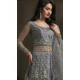 Net Embroidered Party Wear Gown With Dupatta In Grey - 10266193078