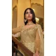 Net Embroidery Designer Anarkali Style Salwar Suit In Beige - 10267193084