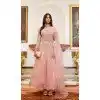 Baby Pink Net Embroidery Designer Anarkali Style Plus Size Salwar Suit - 10267193086