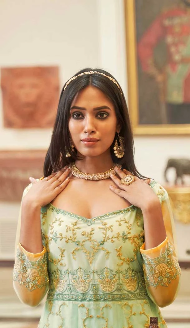 Aqua Blue Net Embroidery Designer Anarkali Style Salwar Suit - 10267193087