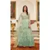 Aqua Blue Net Embroidery Designer Anarkali Style Plus Size Salwar Suit - 10267193087