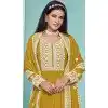 Faux Georgette Sequins Work Party Wear Plus Size Palazzo Suit In Yellow - 10268193088
