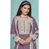 Faux Georgette Sequins Work Party Wear Plus Size Palazzo Suit In Onion Pink - 10268193089