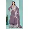 Faux Georgette Sequins Work Party Wear Plus Size Palazzo Suit In Onion Pink - 10268193089