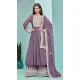Faux Georgette Sequins Work Party Wear Palazzo Suit In Onion Pink - 10268193089