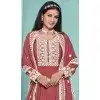 Faux Georgette Sequins Work Party Wear Plus Size Palazzo Suit In Red - 10268193091