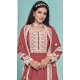 Faux Georgette Sequins Work Party Wear Palazzo Suit In Red - 10268193091