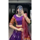 Purple Tussar Silk Gamthi Work Navratri Lehenga Choli - 10279193129