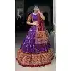 Purple Tussar Silk Gamthi Work Plus Size Navratri Lehenga Choli - 10279193129
