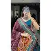 Rama Blue Tussar Silk Gamthi Work Plus Size Navratri Lehenga Choli - 10279193131