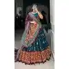 Rama Blue Tussar Silk Gamthi Work Plus Size Navratri Lehenga Choli - 10279193131