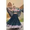 Georgette Embroidered Party Wear Plus Size Lehenga Choli In Navy Blue - 10307193265