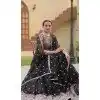 Georgette Embroidered Party Wear Plus Size Lehenga Choli In Black - 10307193267