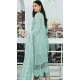 Aqua Blue Faux Georgette Embroidered Pakistani Style Salwar Kameez - 10332193452