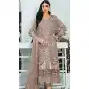 Beige Faux Georgette Embroidered Pakistani Style Plus Size Salwar Kameez - 10332193454