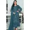 Teal Blue Faux Georgette Embroidered Pakistani Style Plus Size Salwar Kameez - 10332193457