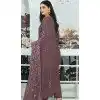 Coffee Color Faux Georgette Embroidered Pakistani Style Plus Size Salwar Kameez - 10332193458