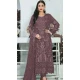 Coffee Color Faux Georgette Embroidered Pakistani Style Salwar Kameez - 10332193458