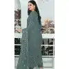 Grey Faux Georgette Embroidered Pakistani Style Plus Size Salwar Kameez - 10332193459