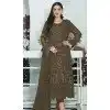 Mehendi Green Faux Georgette Embroidered Pakistani Style Plus Size Salwar Kameez - 10332193461
