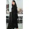 Black Faux Georgette Embroidered Pakistani Style Plus Size Salwar Kameez - 10332193462