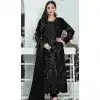 Black Faux Georgette Embroidered Pakistani Style Plus Size Salwar Kameez - 10332193462